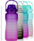 VENNERLI Drinking Water Bottle with Straw & Motivational Time Marker 2.2L BPA Free Leak proof Free Non-Toxic for Fitness,Gym and Outdoor Activity Sports Bottle 64oz (Purple Gradual Pink)