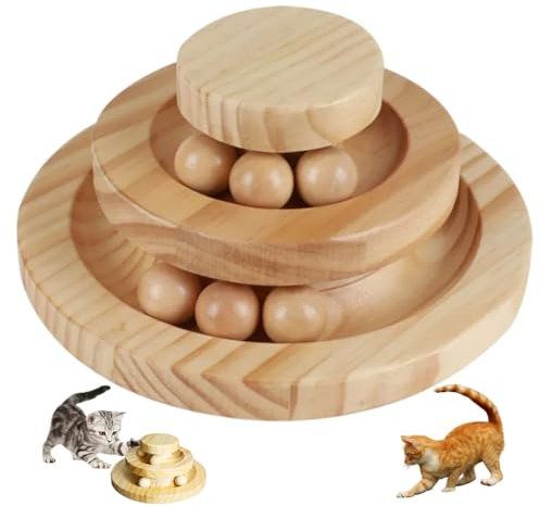 TSKDKIT Katzenspielzeug Interaktiv Holz Kleine Hunde Spielzeug Katzenspielzeug Intelligenz Interaktives Spielzeug Trainingsgerät zur Beschäftigung für die Katze