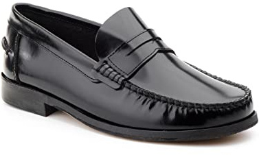 Mocassini da Uomo Classici Senza Lacci con Mascherina e Tacco Basso | Scarpe eleganti con punta arrotondata, cuciture a vista e finitura lucida per ufficio, cerimonie e occasioni formali