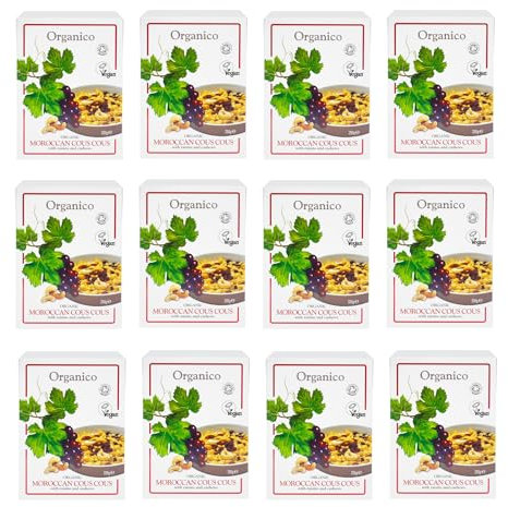 Organico - Organic Italian 12x 250g Multipack Moroccan Flavour Couscous. Quick & Easy Rice and Pasta Alternative. Cous Cous Suitable for Vegetarian and Vegan Diet, No GMO. (Pack of 12)