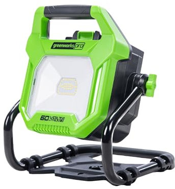 Greenworks WL60A00 Pro 60 V (AC/DC) 2500 Lumen LED-Arbeit, 360° Kopfdrehung, Stativ montierbar, tragbar, für Innen- und Außenbereich, Flutlicht, nur Werkzeug, Grün