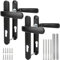 DAJAVE 2 Pack UPVC Door Handle Sets 92 PZ 92mm, Black Front Door Handle - 122mm Screw to Screw - 210mm Plate Length for Exterior Door, Patio Door, Front Door