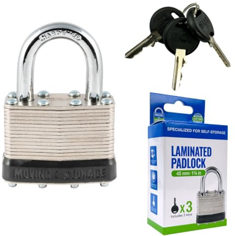 Moving & Storage - 45mm (1-3/4) Ultimate Security Laminated Padlock with Anti-Shim Technology and Heavy-Duty Build (Three Keys Included)