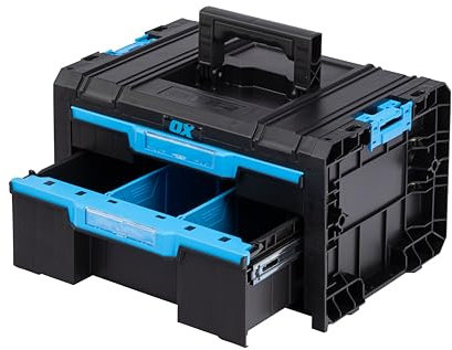 OX Tools TOOLTREK Trade 2 Drawer Tool Box, Tool Chest With Carry Handle, Portable Tool Storage