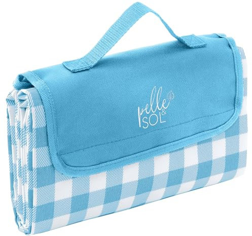 Pelle & Sol Couverture de pique-nique pliable pour l'extérieur, imperméable, anti-sable, lavable en machine, antidérapante, avec poignée de transport, pour famille, plage, randonnée, camping, 200 x