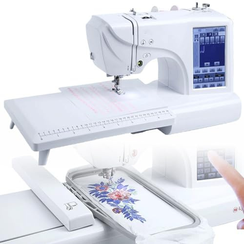 KSWBD Automatic Sewing Machine Electric Embroidery Machine 158 Built-in Designs with 4 x 9.2 Embroidery Area and LCD Touch Screen, 210 Built-in Letters and 30 Pattern Borders, Sewing Made Easy