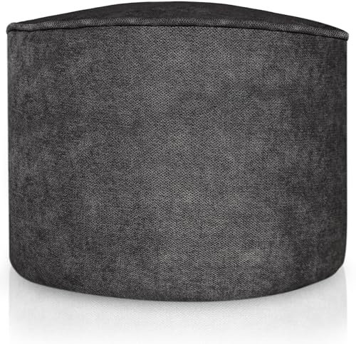 Aiire Sitzhocker Indoor aus Baumwolle - Pouf Hocker Rund 45x30cm - Sitzsack Fußstütze Hochwertiger, Pflegeleichter Sitzpuff - Fußhocker für Wohnzimmer und Schlafzimmer - Sitzpouf Grau