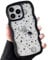 ZTOFERA Wavy Case for iPhone 13 Pro Max (6.7), Cute Clear Protective Case with Planet Star Moon Pattern, Hard PC Colored Wave Frame Soft Silicone Bumper Shockproof Cover for Girls Women, Black