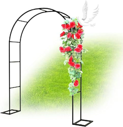 XUJIAY Rosenbogen, Garten-Torbogen Aus Metall, Pergola Rankhilfe Verzinkt Rost, Laubengang Rankgestell Mit Sockel Für Verschiedene Kletterpflanzen, Einfache Montage, 6 Größen,120x220x40CM