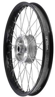 Speichenrad 1,6 x 19 Alufelge, Schwarz eloxiert, Edelstahlspeichen - Simson S53OR, S83OR