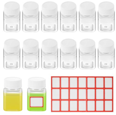 14 Pcs Pill Bottles, 50ml Empty Plastic Reusable Bottles with Lids, Medicine Tablet Capsule Storage Holder Dispenser Bottles, Clear Portable Travel Bottles Containers for Liquids Shampoo Lotion