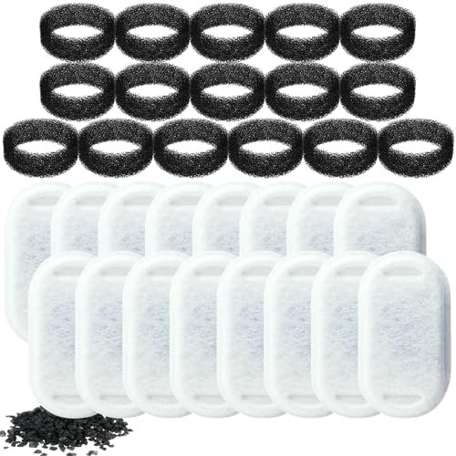 Katzenbrunnen Filter, 32 Stück Filter Katzenbrunnen,Ersatzfilter für Trinkbrunnen, Filter für Katzenbrunnen, Katzen Trinkbrunnen Filter 3.2L /2L,16 Stück Kohlefilter,16 Stück Schaumfilter