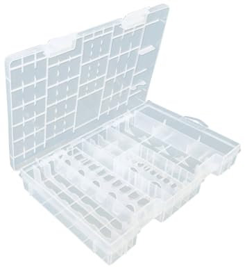 Housoutil Hartplastik-batteriehalter Mit Tragegriff Transparente Batterieaufbewahrungsbox Für Aa Aaa Und Batterien Unterteiltes Batterieaufbewahrungs-organizer Aus Kunststoff