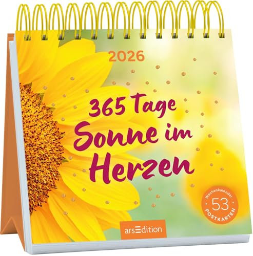 Postkartenkalender 365 Tage Sonne im Herzen 2026: Wochenkalender 2026, 53 Postkarten für Sonnenscheinmomente