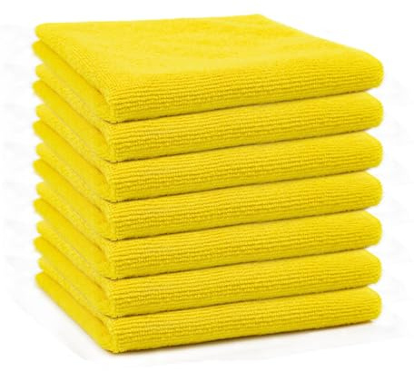 SMTCM 10 Stück Mikrofaser Reinigungstücher Lappen 30 * 30CM Gelb Allzwecktücher Weich Putztüch Mikrofasertücher Saugfähige Küche Tücher Geschirrtücher Fusselfrei Waschbare Putzlappen für Haus Auto