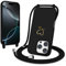 Newseego Crossbody Lanyard Phone Case for iPhone 16 Pro, Soft Slim Cute Gold Heart Mobile Phone Cover with Adjustable Strap TPU Solid Color Protection Design for iPhone 16 Pro Girls Women-Black