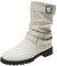 Stivali alti al ginocchio da donna con tacco a tinta unita in pelle stropicciata fibbia fibbia tacco grosso moda stivali alti al ginocchio elasticizzati, Beige, 39.5 EU