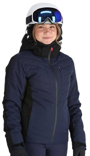 Icepeak Eleele Damen Ski Winterjacke, Marineblau, Wasserabweisend (DE/NL/SE/PL, Numerisch, 48, Blau/Schwarz)