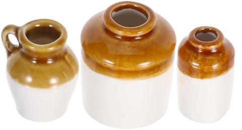 Kisangel 3pcs Vintage Mini Ceramic Flower Pot Ornaments for Desk Shelf Decor for Dollhouse Garden Planting