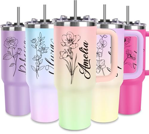 SECOGM Thermobecher Personalisiert mit Text-Personalisierter Kaffeebecher mit Strohhalm und Deckel-Edelstahl Reise Kaffeebecher 40OZ-Geburtstagsgeschenk Für Frauen Geschenke Zum Muttertag Vatertag