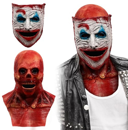 Applysu Doppellagige magnetische Totenkopf-Maske, realistisch, gruselig, Clown, Halloween-Masken, gruseliger Latex, voller Kopf, Cosplay-Requisiten für Maskerade