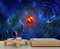 YEMYOR Papier peint mural Planètes, ciel étoilé bleu, peintures murales l'espace, Mars, stickers muraux de planètes de dessin animé pour salon et chambre-250x175cm