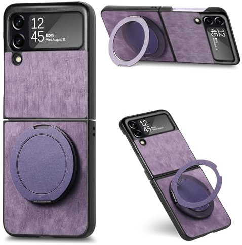 Asuwish Custodia per telefono compatibile con Samsung Galaxy Z Flip 3 5G 2021 e con supporto ad anello cavalletto in metallo girevole a 360° in silicone sottile antiurto ZFlip3 Z3 Flip3 3Z Cover per