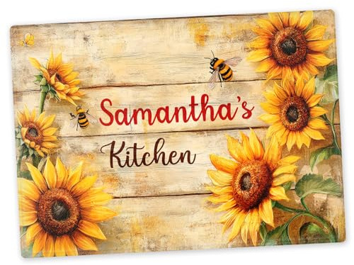 Glass Chopping Board - Personalised - Bees, Sunflower, Wood Effect, Worktop Saver 40cm x 30cm, Housewarming or New Home Gift