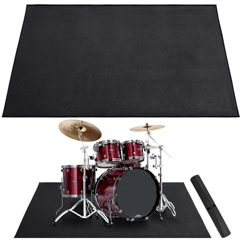 Alyoen 1,2 x 1,8 m – Alfombra de batería, Alfombra con Base Antideslizante y Aislamiento acústico, Alfombra de batería eléctrica, Accesorio para batería, Regalo para bateras, Negro