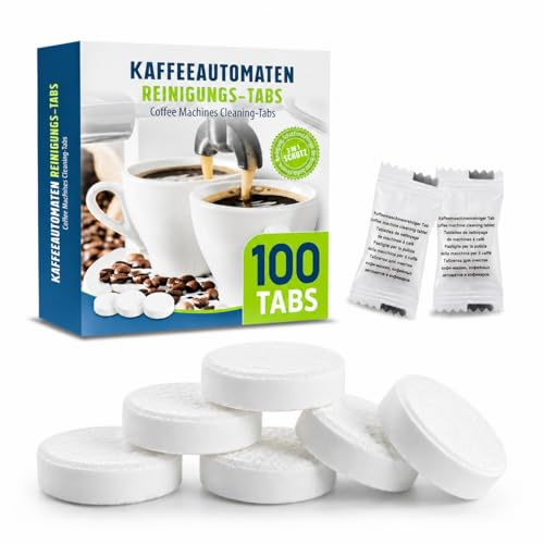 Reinigungstabletten für Kaffeemaschinen, 100 Stück Reinigungstabs Kompatibel für Delonghi, Siemens, EQ Series, Jura, Krups, Bosch, Miele, Melitta, Universell Kompatibel, Umweltbewusst Formuliert