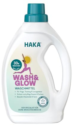 HAKA Wash & Glow, 1 L (33 WL), für Sport- & Activewear, erhält Elastizität | Gegen Ausleiern von Stretchfasern, erhält Passform, hautfreundlich