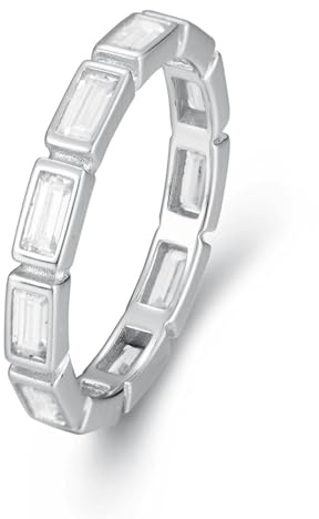 Skcess 14K Weißgold Ring für Freundin, Verlobungsring Moissanit Weiß Größe 54 (17.2)