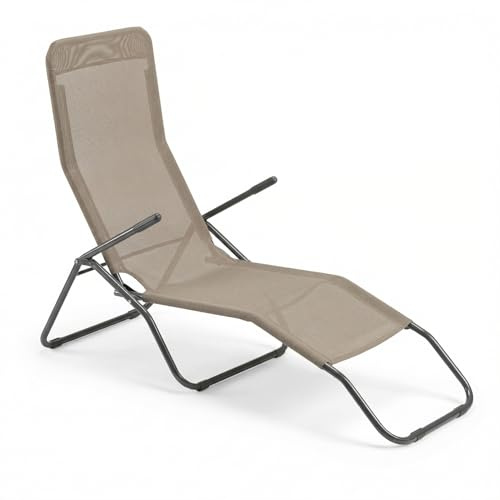 Marvin Lettino Basculante da Giardino Swing Sdraio Oscillante in Acciaio Telo Textilene Traspirante Relax Ergonomico per Esterno Terrazzo Balcone (Tortora)