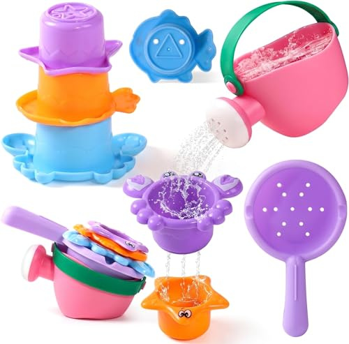 Juguetes De Baño, Juguetes De Agua Anti Moho para Bañera, Playa, Arena Y Piscina, Set De 5 Piezas. Accesorios Playa Arena Verano