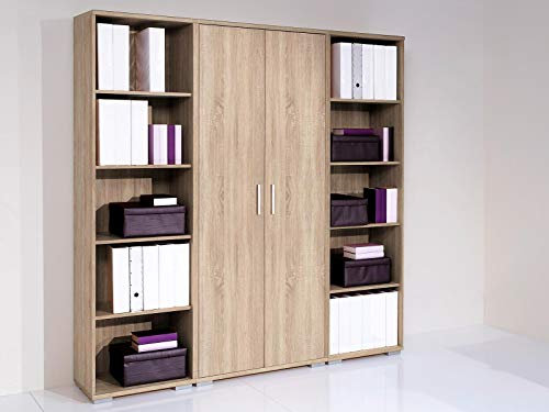 möbelando Regalwand Aktenschrank Büroschrank Schrankwand Büromöbel Regal Clermont I Sonoma-Eiche