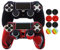Hikfly Anti-Rutsch-besetzte Gummi Öl Silikon Controller Abdeckung mit 8pcs Daumen Griffe Kappen Kit für Sony PS4 / Slim/Pro Controller(Schwarz,Rot Tarnung)