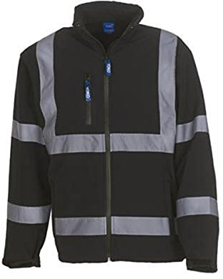 Yoko Damen Herren Sicherheitskleidung Hi Vis 2 Bands & Braces Softshell Jacket Schwarz Black XL