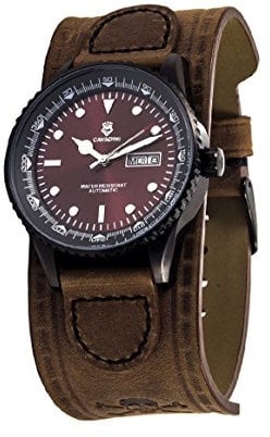 CAVADINI Automatik Herren-Armbanduhr mit Lederarmband (rot)