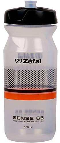 Zéfal Sense M65 - Bidon/gourde hydratation vélo/sport - Ergonomique, Sans BPA et Inodore Mixte Adulte, Blanc (Transparent), 650 ml