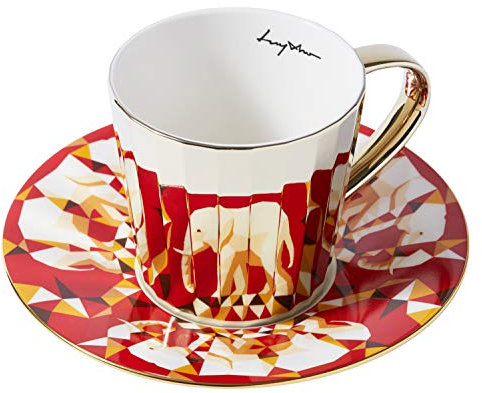 Luycho [DE] Angled Mirror Cup & Saucer African Elephant 330 ml