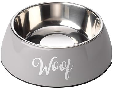 House Of Paws Grey Woof 2 in 1 Dog Bowl, X-Large