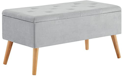 Zedelmaier Sitzbank mit Stauraum Sitztruhen Footstool Aufbewahrungsbox Stuhl Polstersitz aus Samt Moderne Möbel (Grauer Samt)