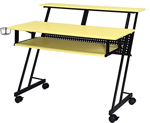 Acme Suitor Wooden Top Music Recording Studio Desk in Yellow and Black