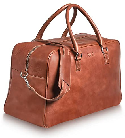 Reisetasche Canopus - Weekender aus Leder für Damen und Herren I Handgepäck Wochenend Echtleder Tasche mit Schultergut und 15 Zoll Laptopfach Cognac