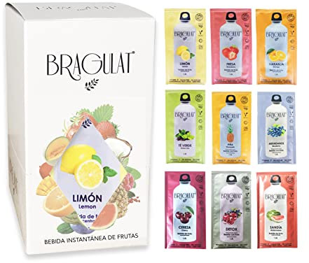 BRAGULAT/Saborizantes de agua Sin Azucar, con fruta deshidratada, Vitamina C y B12, colorantes y sabores naturales (15 Sobres MIX Frutas Variado)