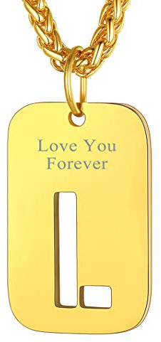 Richsteel Anhänger für Herren Damen Vergoldet Buchstabe L Halskette Personalisierbar Gravuren