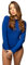 Evoni Damen Body langarm I blickdichter Bodysuit mit Halbkragen für Frauen I Langarmbody aus Baumwolle I Women Body Shaper I Jumpsuit XL Royalblue