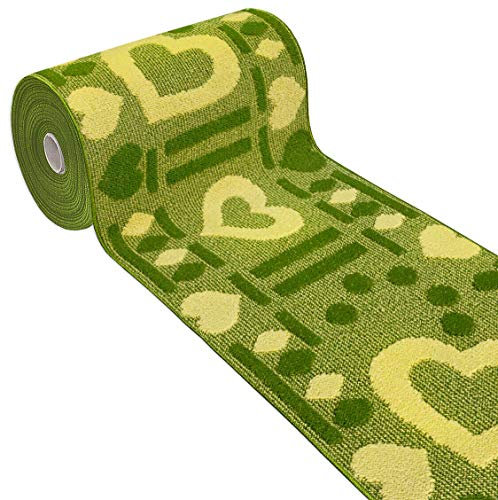 emmevi Tappeto Cucina Antiscivolo Cuori 3D Lavabile Moderno Varie Misure MOD.Clelia Dis.A 50X75 Verde