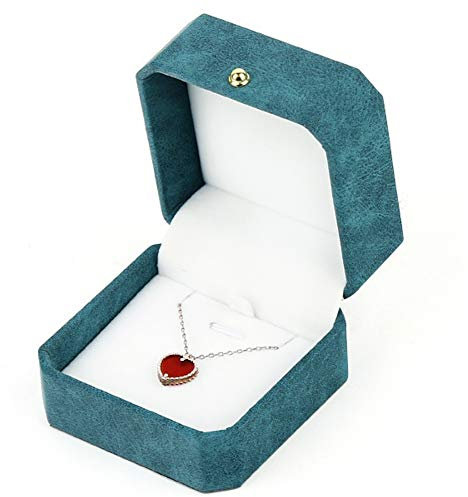 NuAngela Scatola regalo per orecchini ad anello in pelle PU, vetrina per gioielli con inserto in velluto per fidanzamento, proposta, matrimonio, cerimonia, scatola porta anelli da viaggio