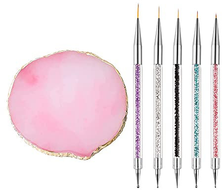 Mcduyant 5 Pieces Nail Polish Pens for Nail Art Resin Nail Art Palette Nail Holder Mixing Palette Nail Design Brushes